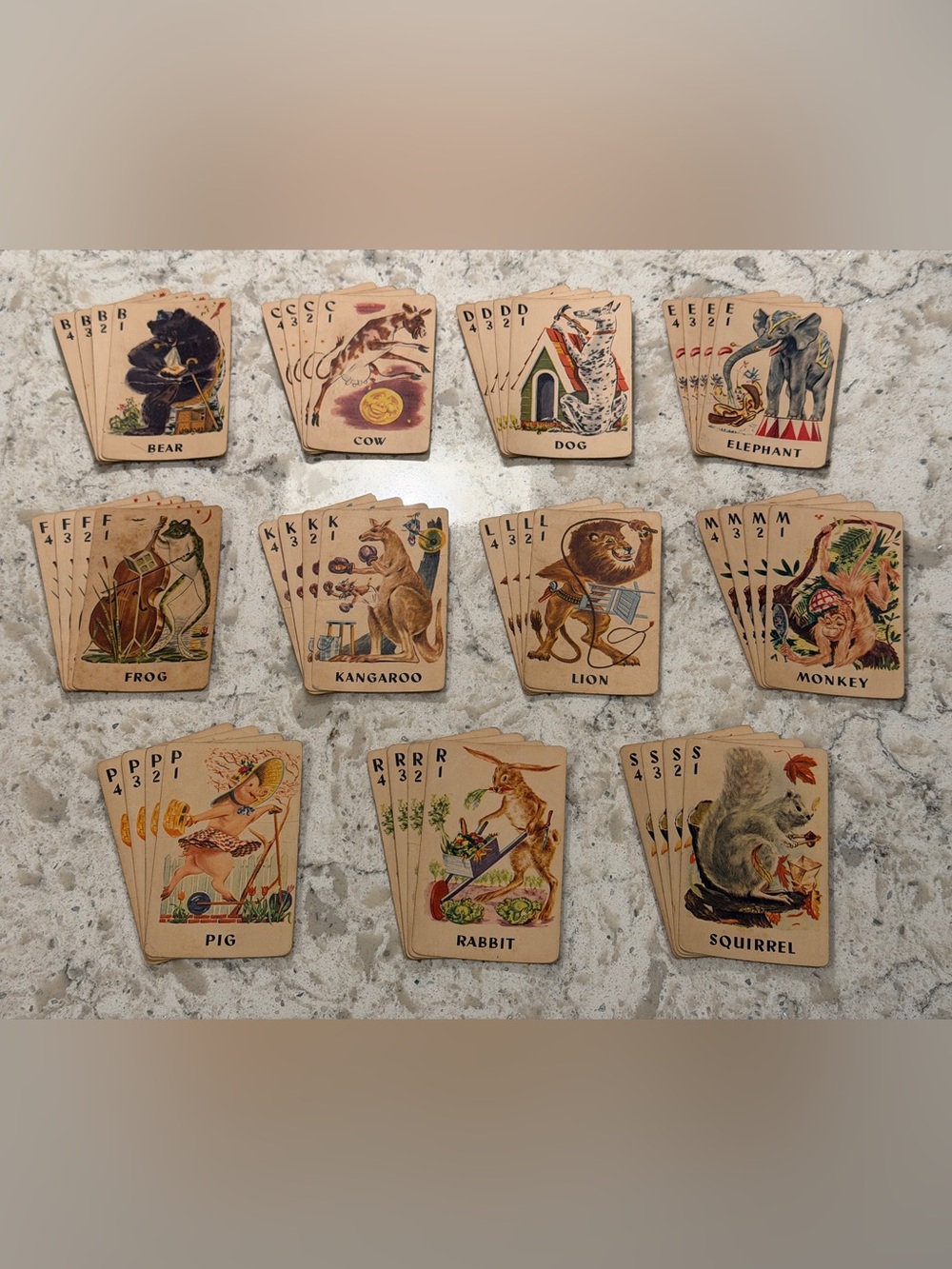 Vintage Animal Rummy Card Game Lot 2 Decks 1 Complete. 1950s 1960s. BR